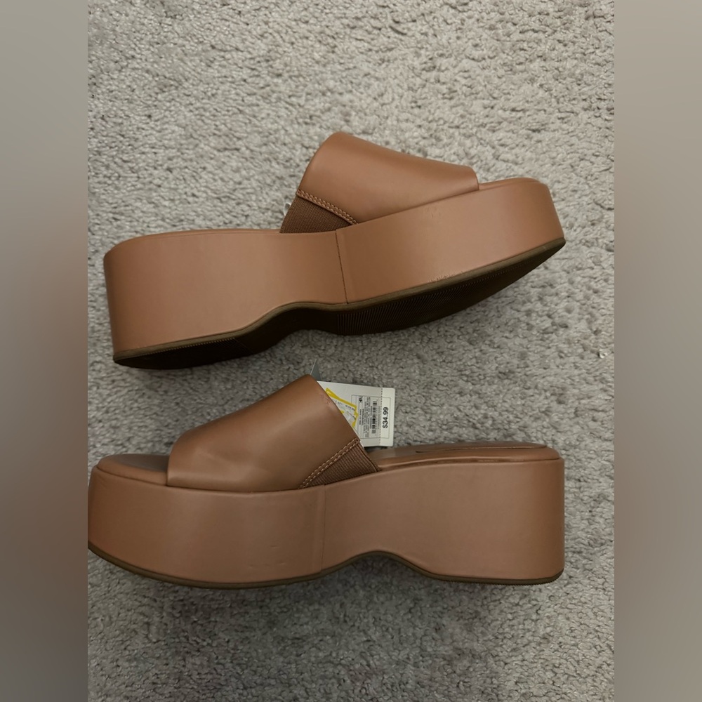Women's Brown Platform Slide Sandals